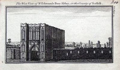 SUFFOLK BURY ST EDMUNDS ABBEY Original Copper Engraved Antique  Print c1770