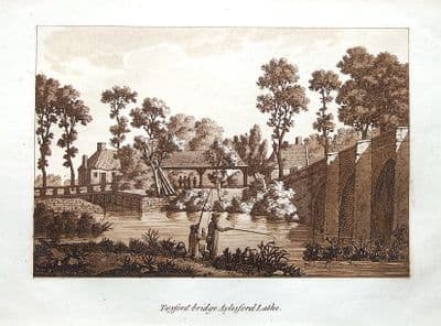 TWYFORD BRIDGE, AYLESFORD KENT, Samuel Ireland Sepia Aquatint Antique Print 1793
