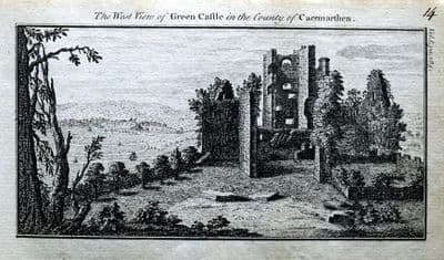 WALES ,CASTELL MOEL,CARMARTHENSHIRE Original Antique Copper Engraved Print  c1770