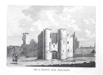 WALES, PEMBROKE  CASTLE GATE, Hooper Grose Antique Print 1785