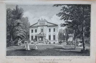 WIMBLEDON VILLA, WIMBLEDON SOUTHSIDE Original Copper Engraved Antique Print 1806