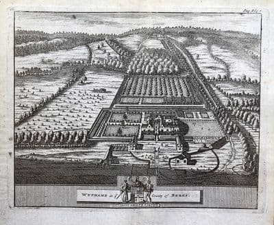 WYTHAM ABBEY BERKSHIRE Van Der Aa, Kip Original Engraved Antique Print 1727