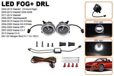 Carbon Miata Daytime Running Lights + Fogs Units for MX5  NB and NC
