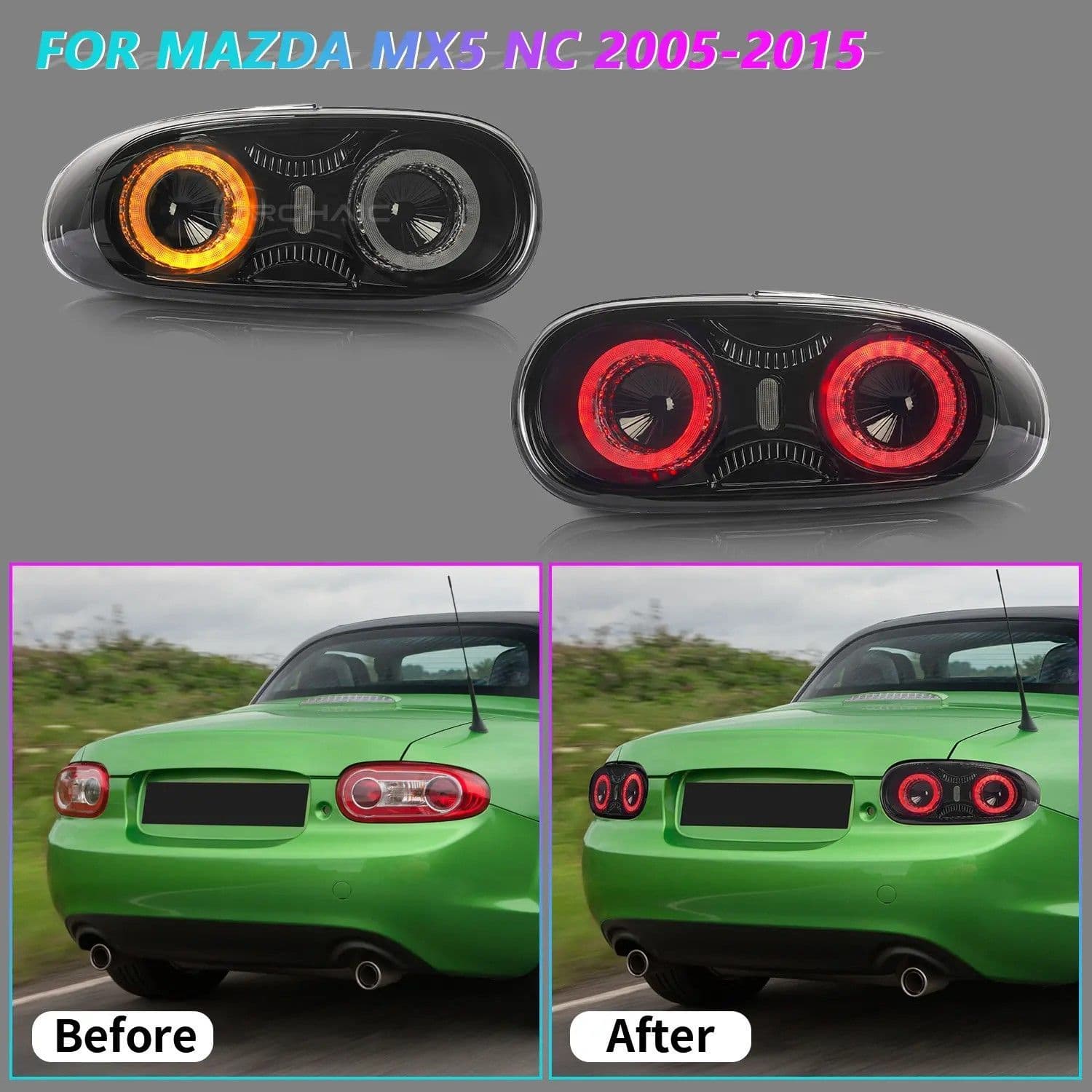 Carbon Miata For MX5 NC/Mk3 LED Tail Lights V3 with Fog Lights