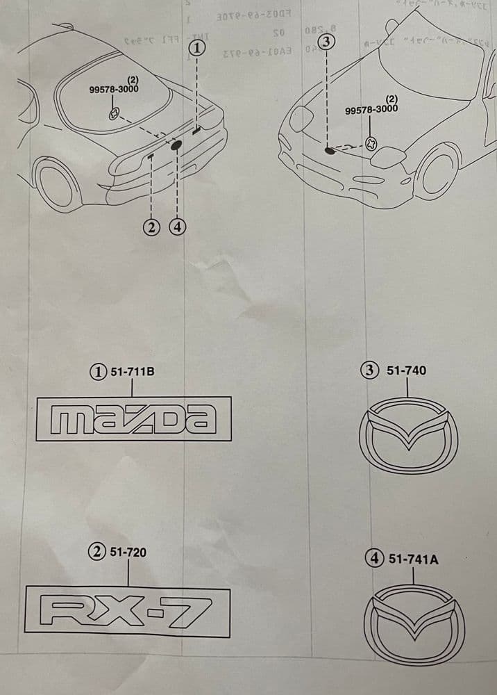 Mazda RX7 FD3S 1999 Spec Badges
