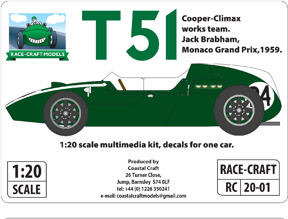 Race-craft Models 1/20th Cooper T51 - Jack Brabham Monaco GP 1959