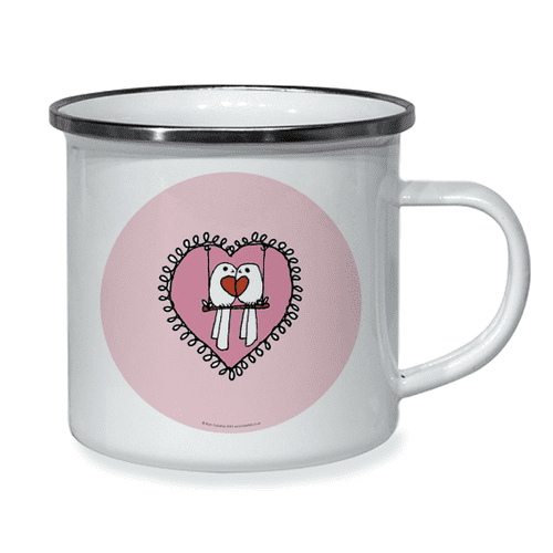 Little Folk Enamel Cup - Love Birds in Heart