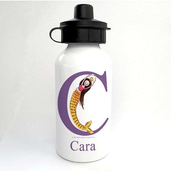 Personalised Alphabet Water Bottle - Bubbles the Little Mermaid