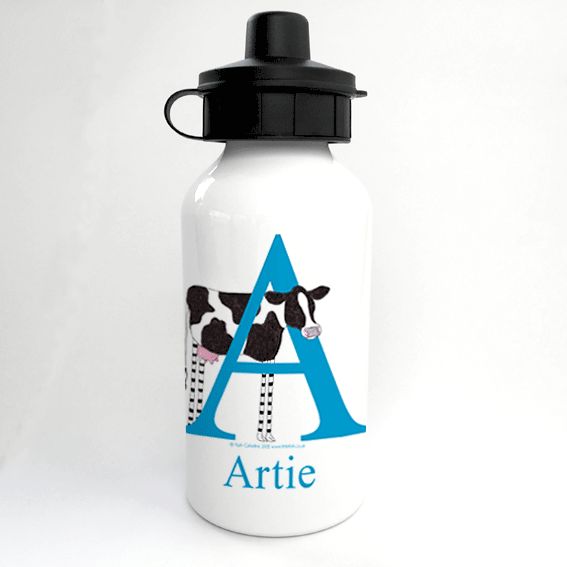 Personalised Alphabet Water Bottle - Moo Moo the Little Cow
