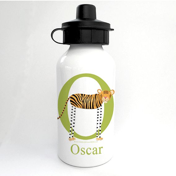 Personalised Alphabet Water Bottle - Pounce the Little Tiger
