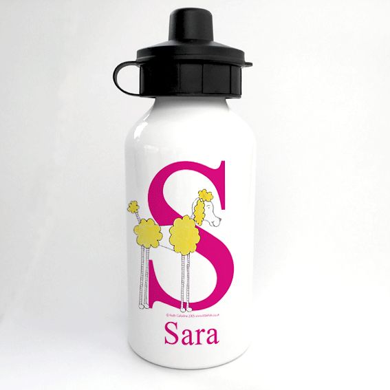 Personalised Alphabet Water Bottle - Puffball the Little Dog