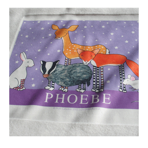 Personalised Baby Blanket - Woodland Friends Starry Night