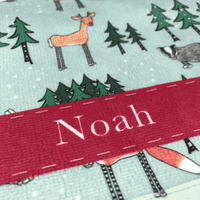 Personalised Bib - Winter Woodland Friends in Blue