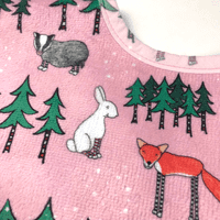 Personalised Bib - Winter Woodland Friends in Pink