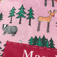 Personalised Bib - Winter Woodland Friends in Pink