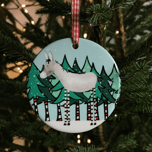 Personalised Ceramic Christmas Tree Decoration - Ears the Little Donkey