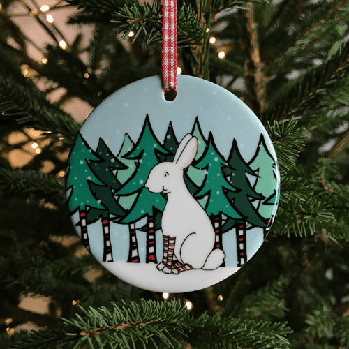 Personalised Ceramic Christmas Tree Decoration - Twitch the Little Rabbit