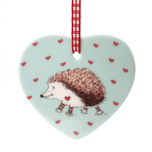Personalised Ceramic Heart - Prickle the Little Hedgehog & Hearts