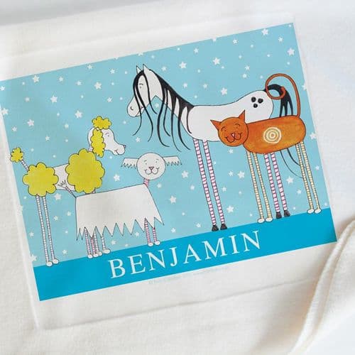 Personalised Cuddly Baby Blanket - Pet Friends Starry Night
