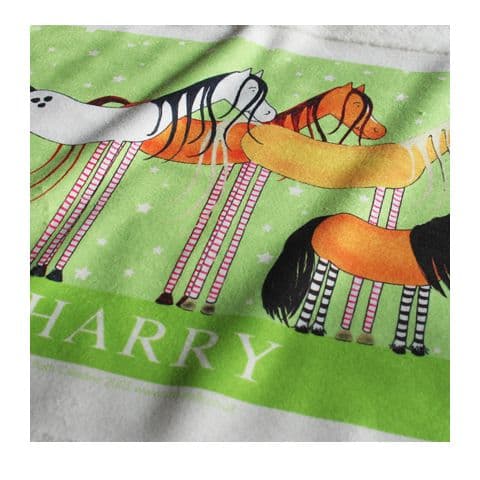 Personalised Cuddly Fleece Baby Blanket - Pony Friends Starry Night