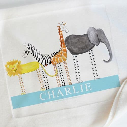 Personalised Cuddly Fleece Baby Blankets - Safari Friends