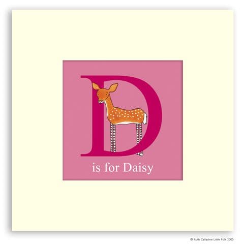 Personalised Deer Print - Whisper the Little Deer Ready to Frame Mounted Alphabet Print