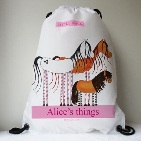 Personalised Drawstring Bag - Pony Friends