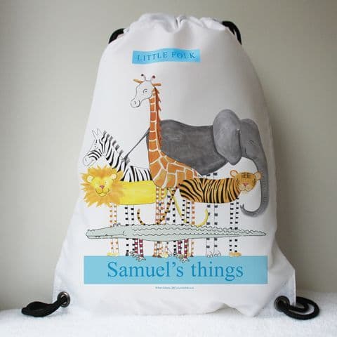 Personalised Drawstring Bag - Safari Friends