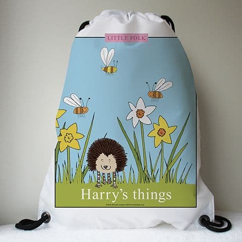 Personalised Drawstring Swimming PE Bag - Springtime Prickle the Little Hedgehog