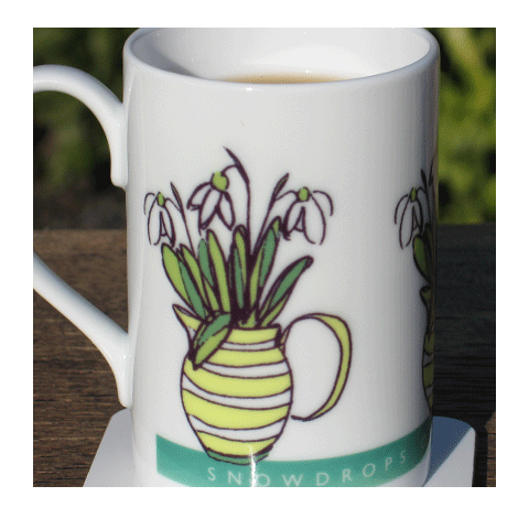 Personalised Flower Mug & Coaster Gift Set - Snowdrops