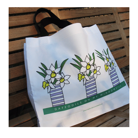 Personalised Flower Shopping, Gardening, Beach Bag - Daffodils