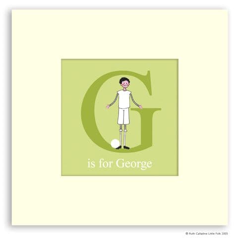 Personalised Footballer Print - Chip the Little Footballer Ready to Frame Mounted Alphabet Print