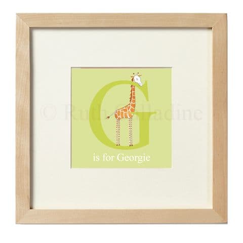 Personalised Giraffe Alphabet Picture - Long Legs the Little Giraffe