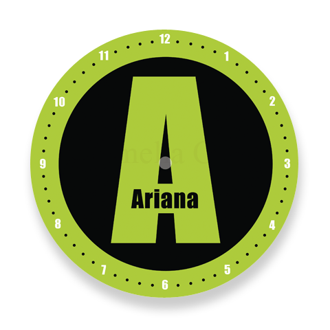 Personalised Green Clock - LF Juniors Big Dot Range