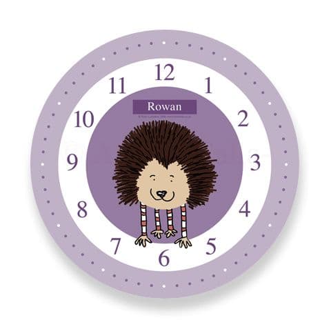 Personalised Hedgehog Clock - Prickle the Little Hedgehog
