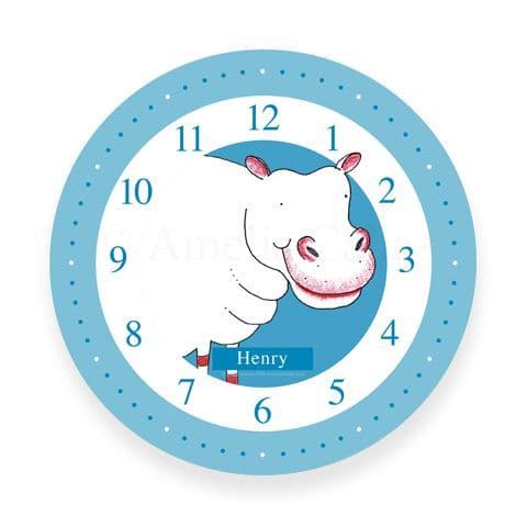 Personalised Hippopotamus Clock - Splash the Little Hippo