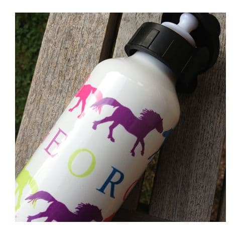 Personalised I LOVE... PONIES Multi Coloured Ponies Drinks Bottle