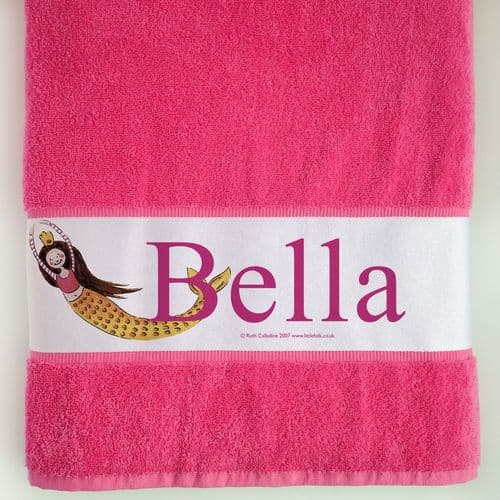Personalised Large Towel - Bubbles the Little Mermaid