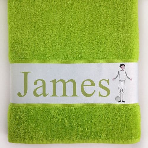 Personalised Large Towel - Chip the Little Footballer