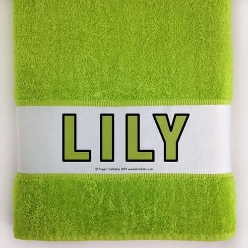 Personalised Large Towel - Green LF Junior Outline