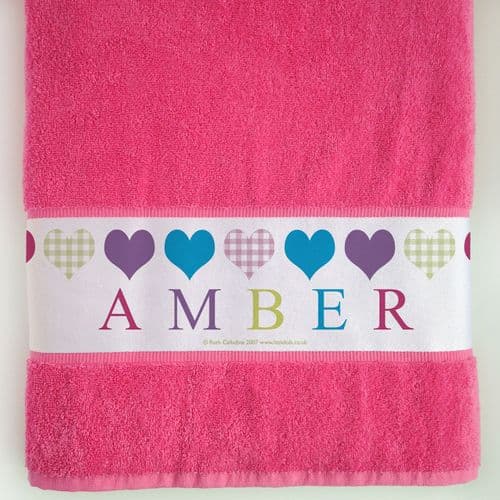 Personalised Large Towel - Love Hearts