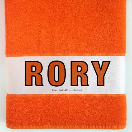 Personalised Large Towel - Orange LF Junior Outline