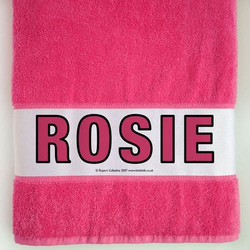 Personalised Large Towel - Pink LF Junior Outline