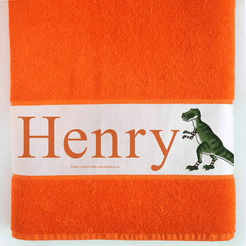 Personalised Large Towel - Roar the Little Dinosaur
