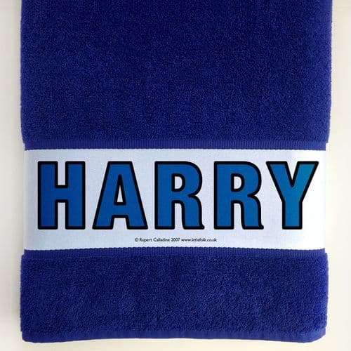 Personalised Large Towel - Royal Blue LF Junior Outline