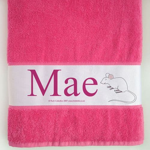 Personalised Large Towel - Scrabble the Little Mouse