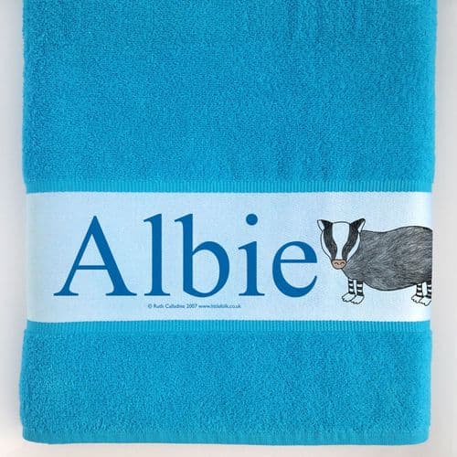 Personalised Large Towel - Snuffles the Little Badger