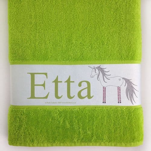 Personalised Large Towel - Sparkle the Little Unicorn