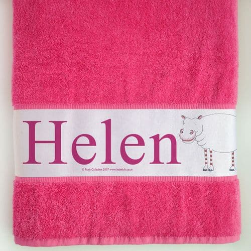 Personalised Large Towel - Splash the Little Hippo