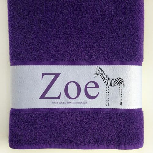 Personalised Large Towel - Stripe the Little Zebra